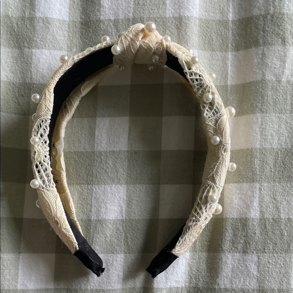 Lace Pearl Embellished Headband